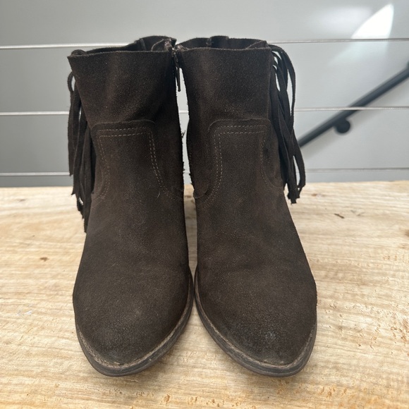 Steve Madden Black Brown Faulkner Fringe Suede Booties Ankle Boot festival 9 - Picture 3 of 9